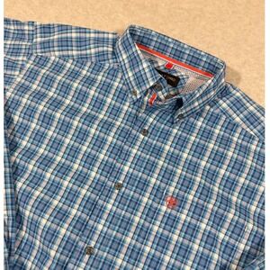 Ariat Pro Series Mens Plaid Long Sleeve Button Down Shirt Blue Red Size M